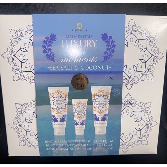 Biancasole Luxury Spa Moments Body Hand Cream Scrub Set Sea Salt & Coconut NWOT - Picture 1 of 8